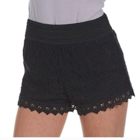 Ambiance Pants - AMBIANCE Black Lace Shorts